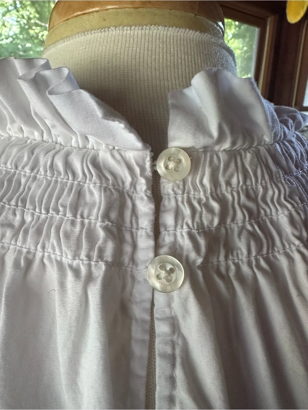 J. Crew White Ruffled Neck Blouse